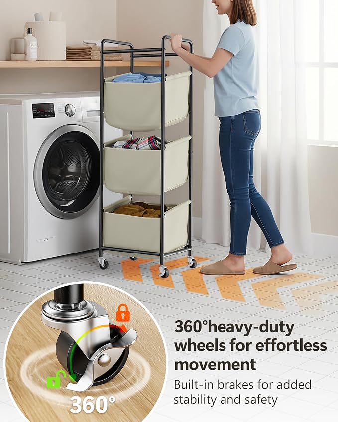 Moforoco Vertical Laundry Sorter 3 Section - Image 5