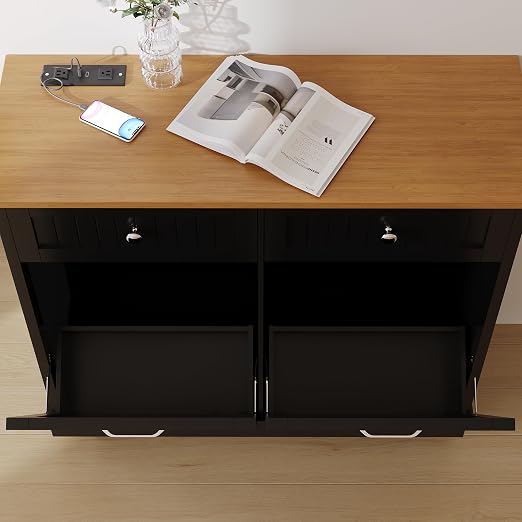 20 Gallon Double Wooden Kitchen Trash Can Cabinet - Image 3