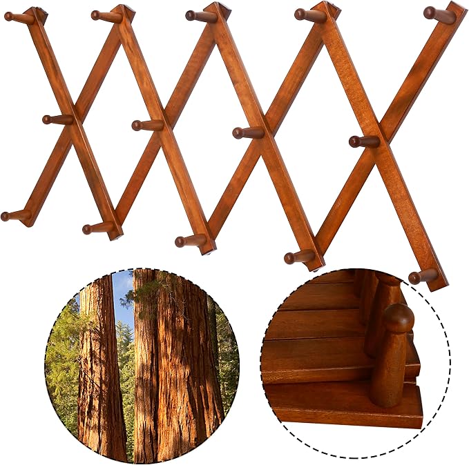 WEBI Accordion Wall Hanger, Expandable Wooden Hat Rack - Image 4
