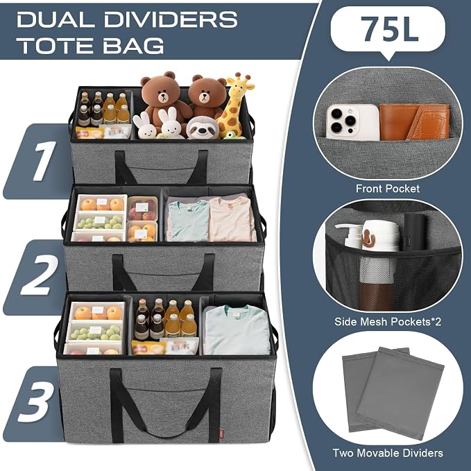 ZOMFELT 75L Standing Extra Large Utility Tote Bag - Image 3