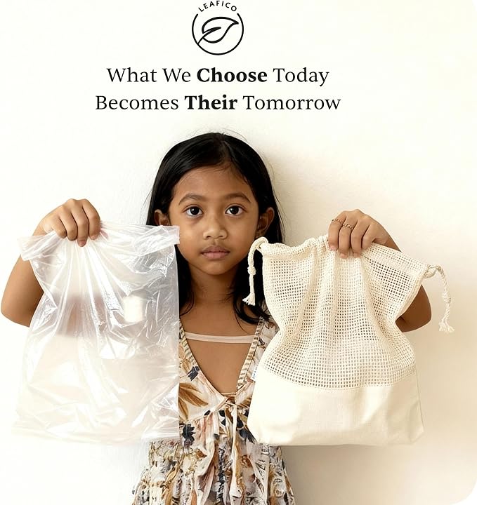 LEAFICO Reusable Produce Bags – 100% Cotton Mesh & Solid Hybrid – Multi-Use - Image 7