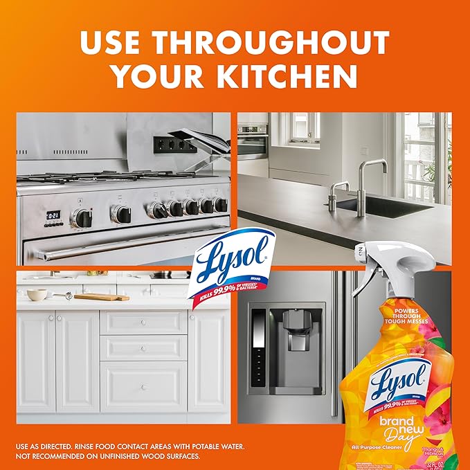 Lysol All Purpose Cleaner Spray, Kitchen & Bathroom Cleaner, Mango & Hibiscus - Image 5