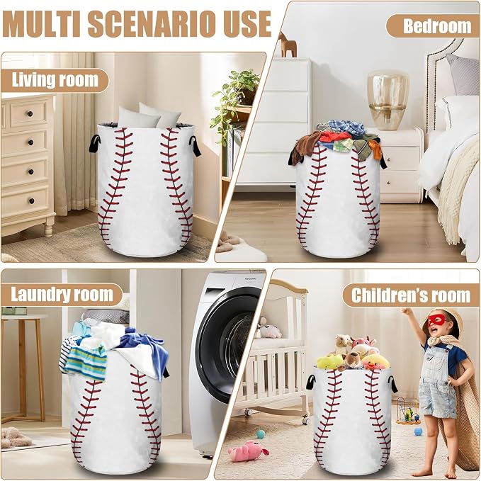 Baseball Laundry Basket, Foldable Waterproof Ball Laundry Hamper Tote Bag Dirty - Image 7