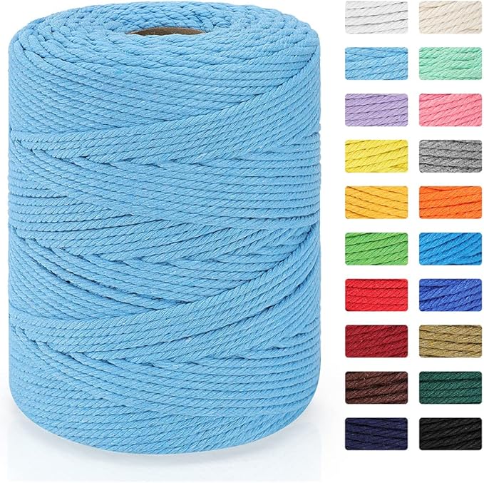 Macrame Cord 4mm x 328yd | 100% Natural Cotton Macrame Rope | 4 Strand Twisted by MacraBoho