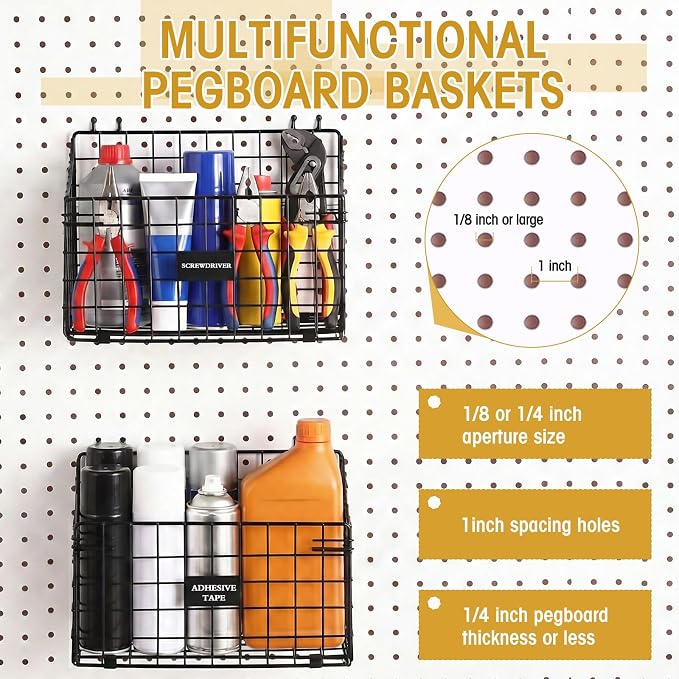 4 Pcs Peg Board Bins and Baskets Peg Board Organizer Pegboard Accessories - Image 3