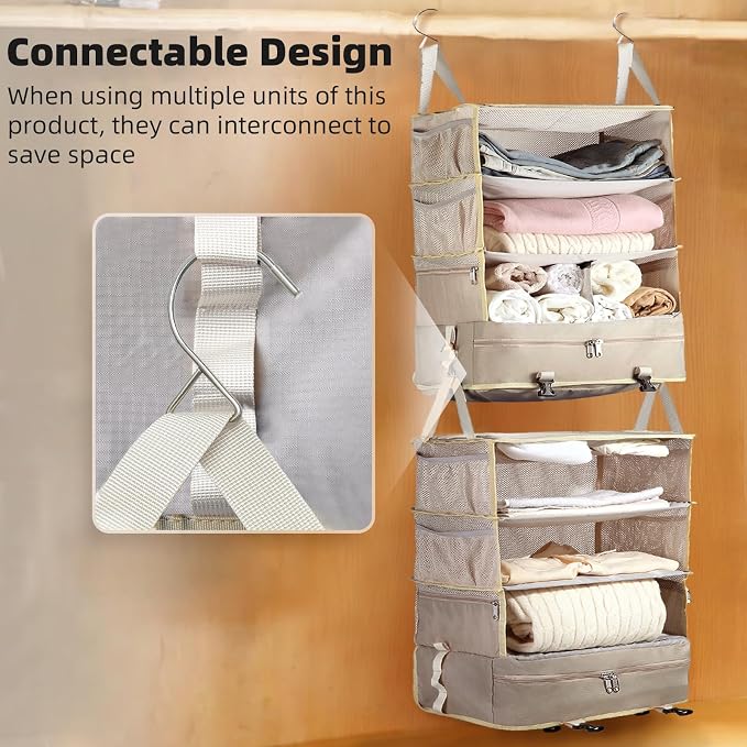 Bukere Hanging Packing Cube for Travel, Portable Shelves Organizer Bag for - Image 8