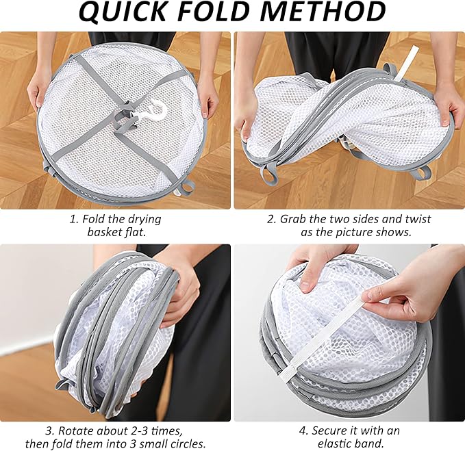 AUTODECO 2 Pack 2-Tier Folding Mesh Clothes Hanging Dryer, Sweater Drying Rack - Image 3