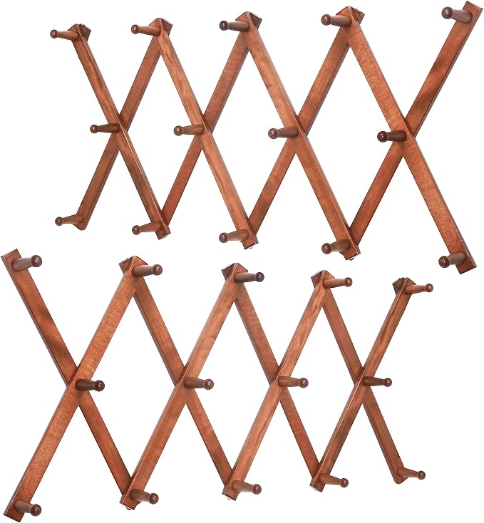 WEBI Accordion Wall Hanger, Expandable Wooden Hat Rack by WEBI