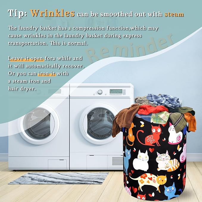 Cute Cats Laundry Hamper Colorful Animal Cat Laundry Basket - Image 6