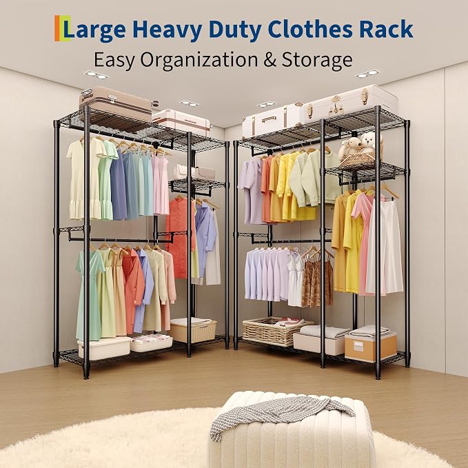 Freestanding Clothes Rack for Hanging Clothes, Heavy Duty Garment Rack Loads - Image 3