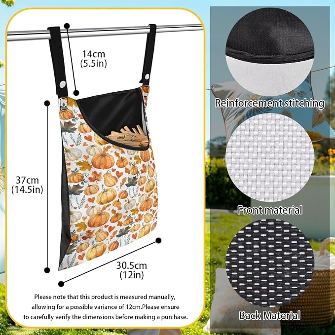 Halloween Clothespin Bag with Hanging Hook Clothes Pin Holder Waterproof - Image 6