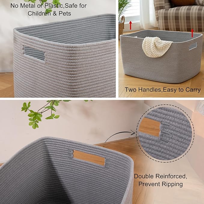 OIAHOMY 75L Large Blanket Basket, Woven Blanket Storage Basket - Image 4