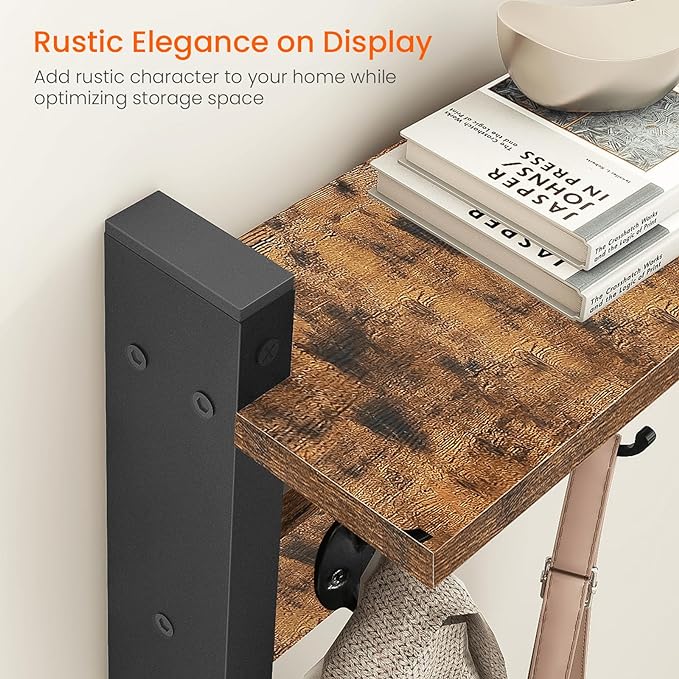 Homode Coat Rack with Wall Mount, 24 Inch Long Entryway Wall Shelf with Hooks - Image 5