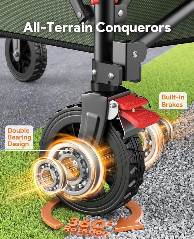 Collapsible Foldable Wagons, 440lbs Weight Capacity Beach Wagon - Image 5