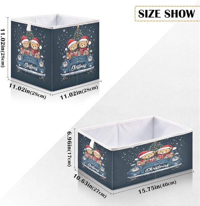 senya Large Storage Bins Two Bears and Car Collapsible Foldable Storage Cubes - Image 3
