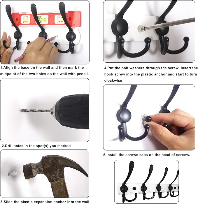 WEBI Coat Rack Wall Mounted, 2 Coat Hooks - Image 8