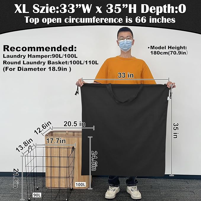 Canvas Laundry Bag 33"Wx 35"H, Thick Canvas Laundry Bag - Image 3