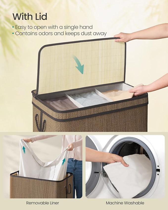 SONGMICS 3-Section Laundry Hamper - Image 3