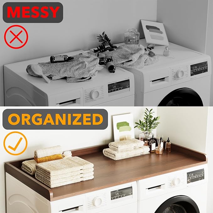 SpaceAid Washer Dryer Countertop, Laundry Wood Shelf Topper - Image 4