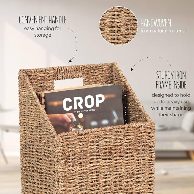 Wicker Hanging Storage Basket, Water Hyacinth Baskets, Wall Decor Hyacinth - Image 5