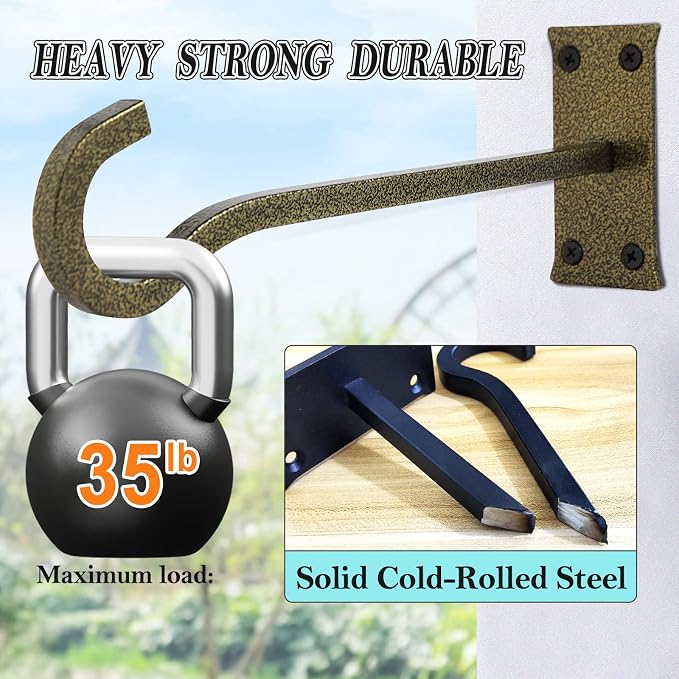 10 inch Heavy Duty Hanging Plant Bracket Decorative Wall Hook 2 Pack - Image 3