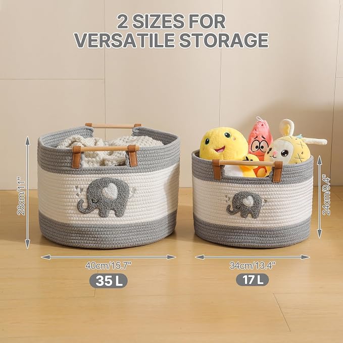 Large Blanket Basket 35L Cotton Rope Basket - Image 6