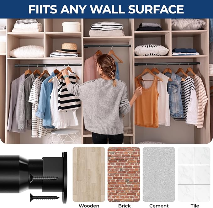 Mavivegue Closet Rod, 17 to 43 Inch Adjustable Closet Rods - Image 7