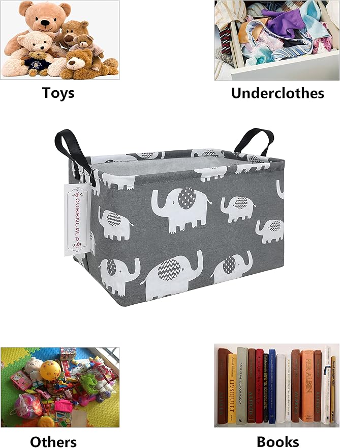 QUEENLALA Rectangular Laundry Hamper/Foldable Nursery Laundry Basket - Image 3