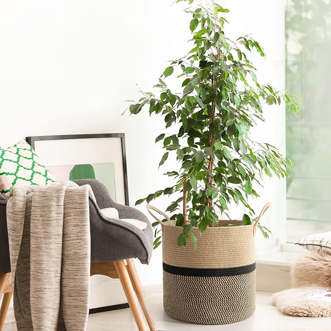 CHICVITA Extra Large Jute Woven Storage Basket - Image 3