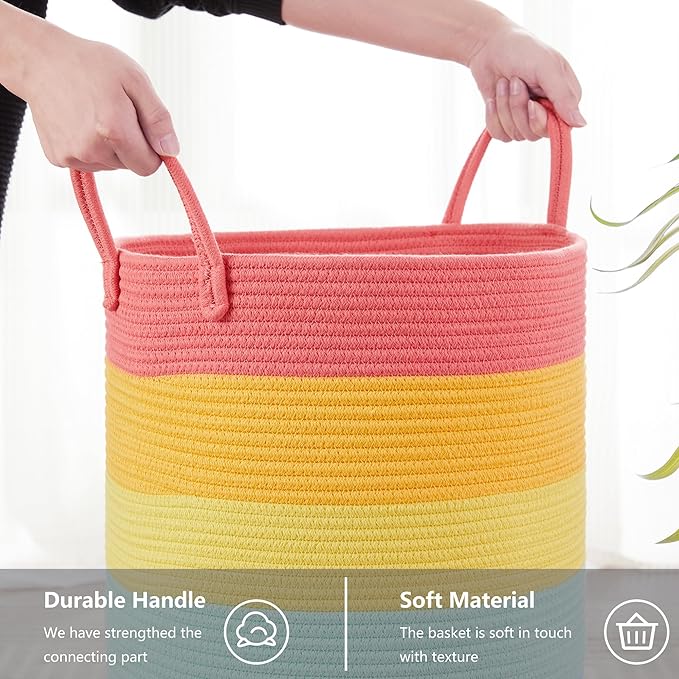 80L Extra Large Rainbow Laundry Hamper Basket - Image 5