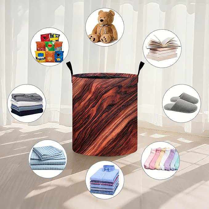 Wood Print Laundry Basket Laundry Hamper - Image 4