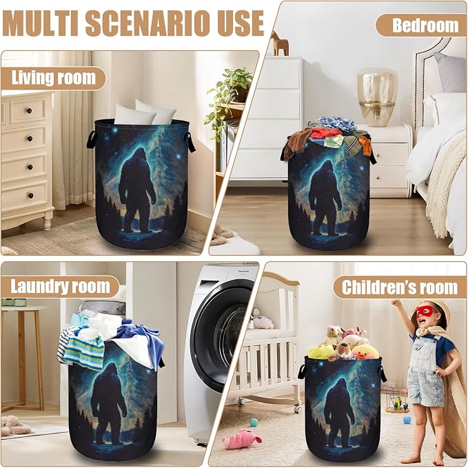 Bigfoot Mountains Laundry Basket, Foldable Waterproof Laundry Hamper Tote Bag - Image 7
