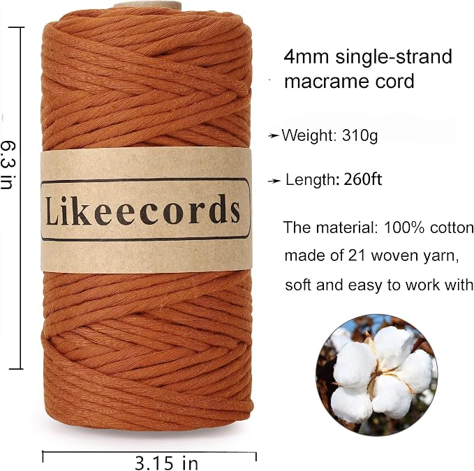 4 Skeins of 4mm X 80m Single Strand Macrame Cord Handmade Decorations Softer - Image 2