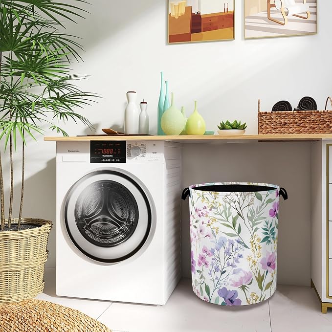 Wildflower Plant Laundry Basket, Botanical Oxford Cloth Laundry Hamper - Image 8