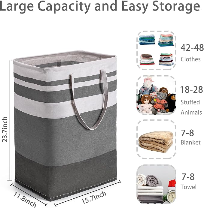 BOOMIBOO 2 Pack Large Laundry Basket, Waterproof Freestanding Laundry Hamper - Image 3