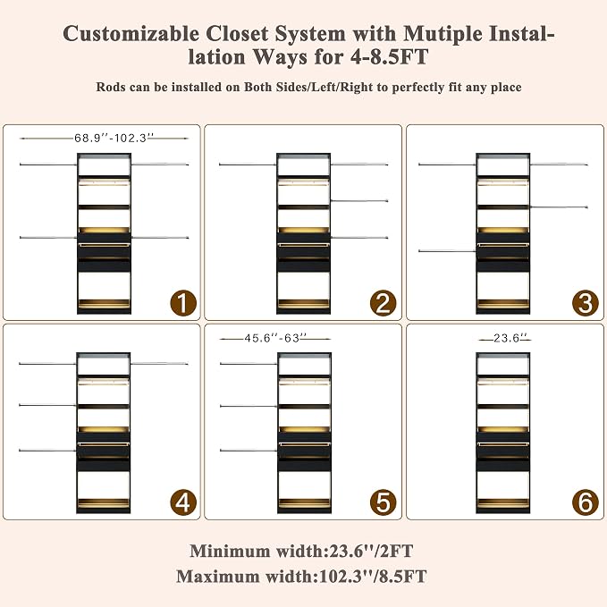 Closet System, 4-8FT Closet Organizer - Image 7