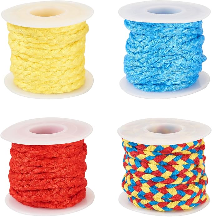 21.8 Yards Rainbow Macrame Cord 7 mm Braided Cord 3-Ply Beading Thread Cord by Spritewelry