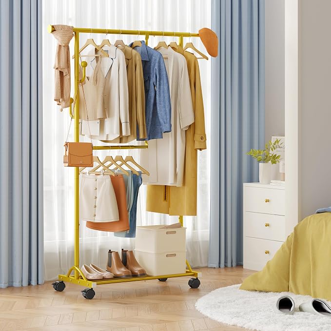 FAVOOSTY Clothes Rack for Hanging Clothes, Rolling & Extending Clothing Rack - Image 7