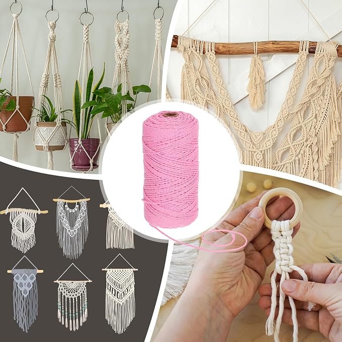 HARFINGTON Natural Macrame Cord 2mm x 220 Yards 3 Strand Twisted Cotton Macrame - Image 6