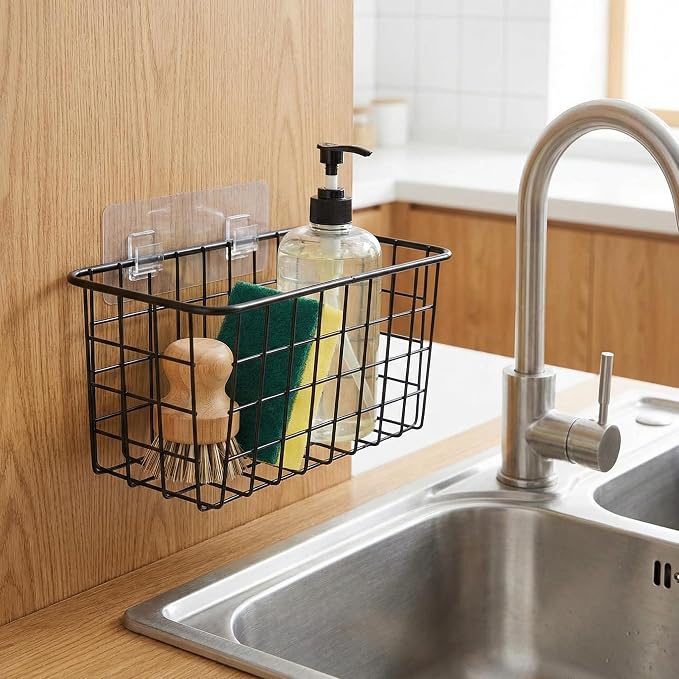 2 Set Adhesive Hanging Wall Basket Inside Cabinet Door Organizer, Wall Storage - Image 11