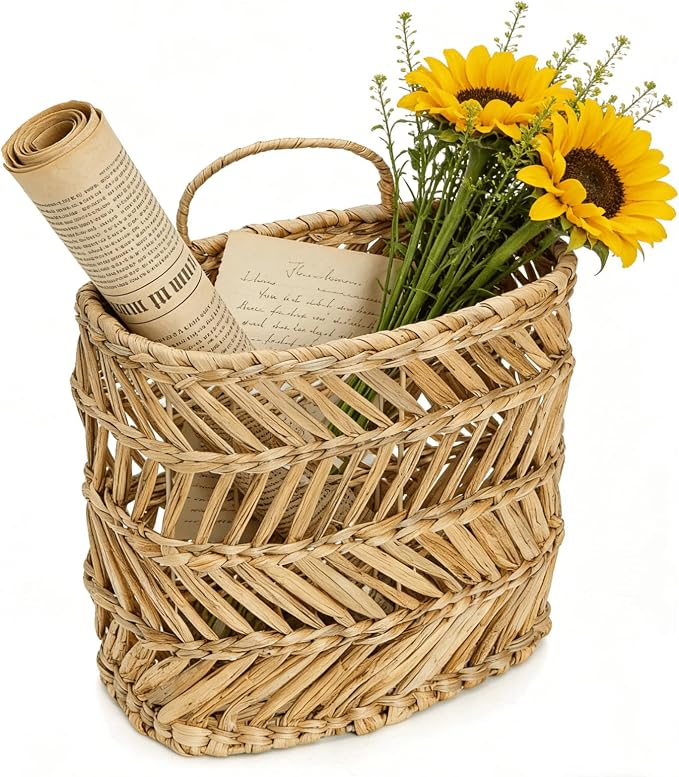 YOUEON Large Woven Hanging Storage Basket, Handwoven Front Door Flower Baskets by YOUEON