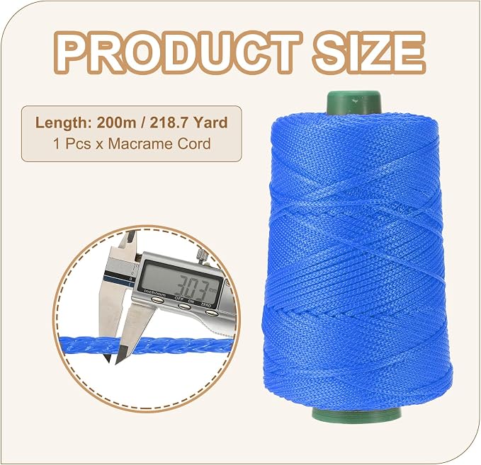 YELARXI Polyester Macrame Cord, 3mm x 219 Yards Polypropylene Macrame Cords - Image 2