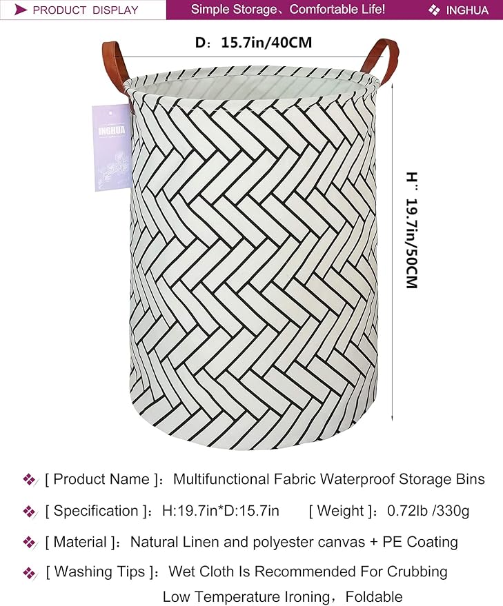 Laundry Hamper Large Canvas Fabric Lightweight Storage Basket/Toy - Image 2