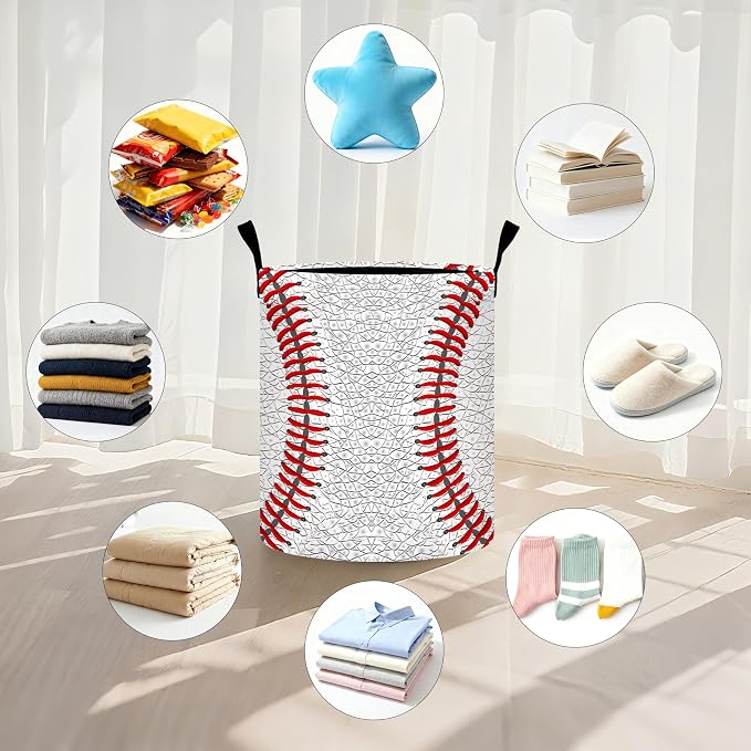 Baseball Laundry Basket Storage Bin Foldable Laundry Hamper Clothes Storage - Image 5