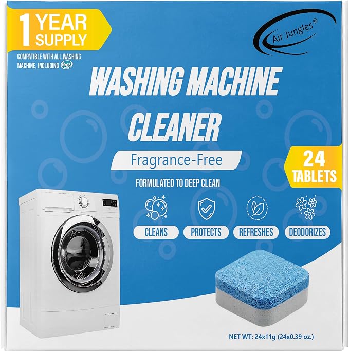 Air Jungles Washing Machine Cleaner Tablets 24 Count, Fragrance Free, Deep by AirJungles