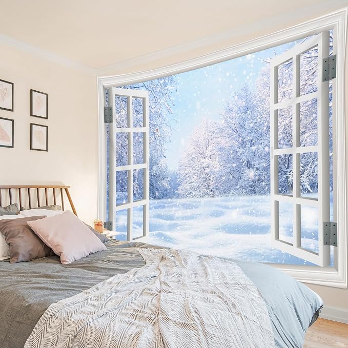 LB Winter Forest Tapestry, Christmas Pine Tree by LB
