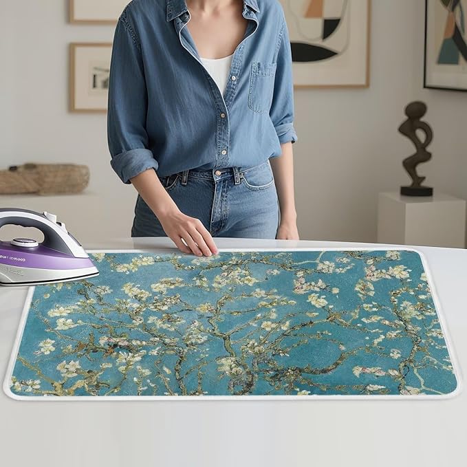 Blossoming Almond Pattern Ironing Mat Portable Ironing Pad by PJHEQOXE
