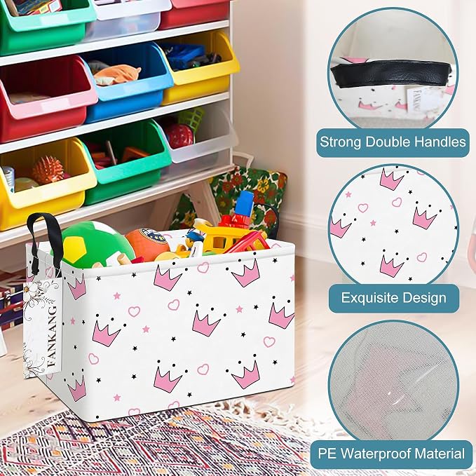FANKANG Storage Bins, Nursery Hamper Canvas Laundry Basket Foldable - Image 6
