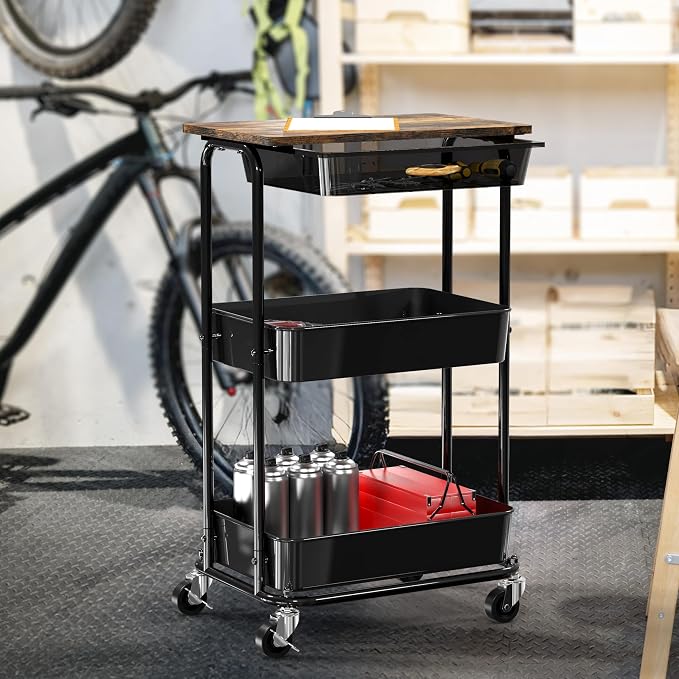 Simple Houseware 3-Tier Rolling Utility Cart - Image 6