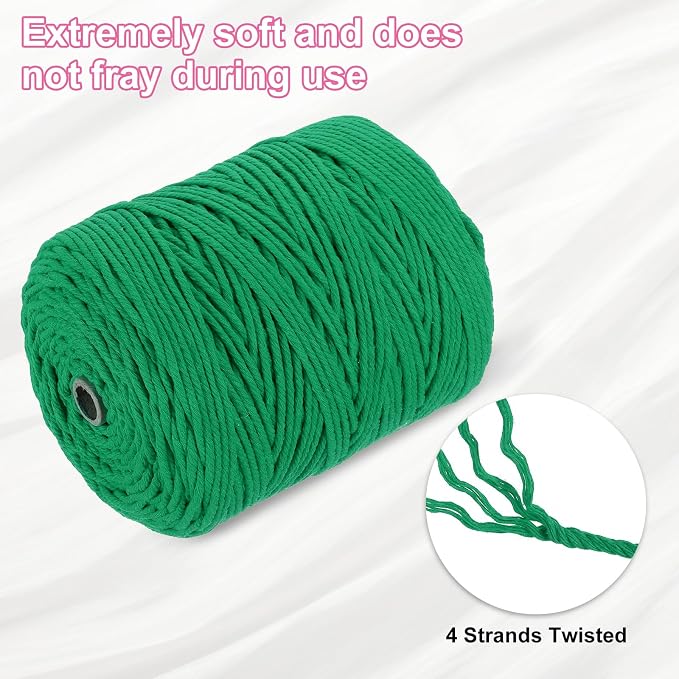 HARFINGTON Natural Macrame Cord 3mm x 328 Yards 4 Strand Twisted Cotton Macrame - Image 3